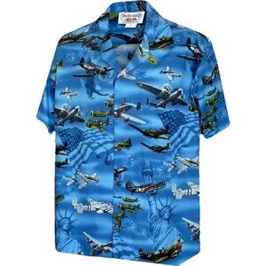 Pacific Legend Hawaii USA Fighter Planes Button Down Shirt Men's 2XL